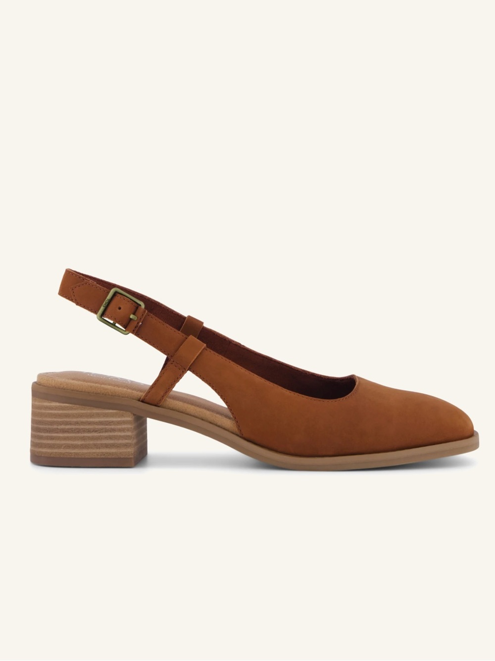 NWT TOMS Women Jaclyn Slingback Heel-Size 8-Amber Brown Nubuck Leather